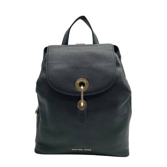 Michael Kors Black Pebbled Leather Raven Medium Backpack - Picture 1 of 10
